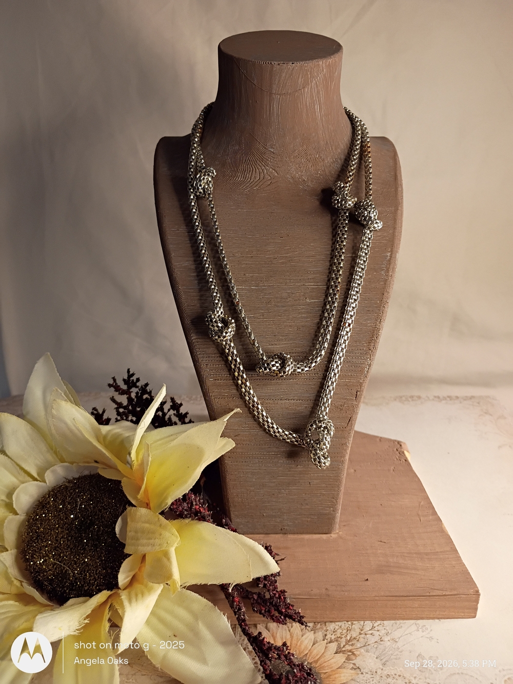 Source Unknown Silver Multi-Strand Knot Necklace